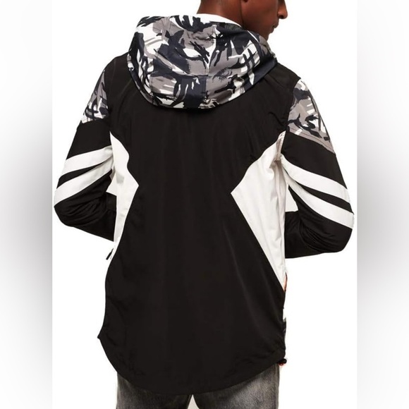 [2XL/PTP26”]Superdry Black Gray Camo 1/2 Zip Lined Men Windbreaker Jacket Biker - Picture 3 of 16